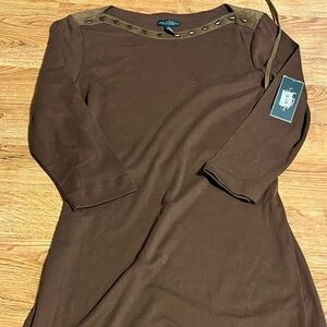 Lauren Ralph Lauren Brown Mock Neck Sweater Dress